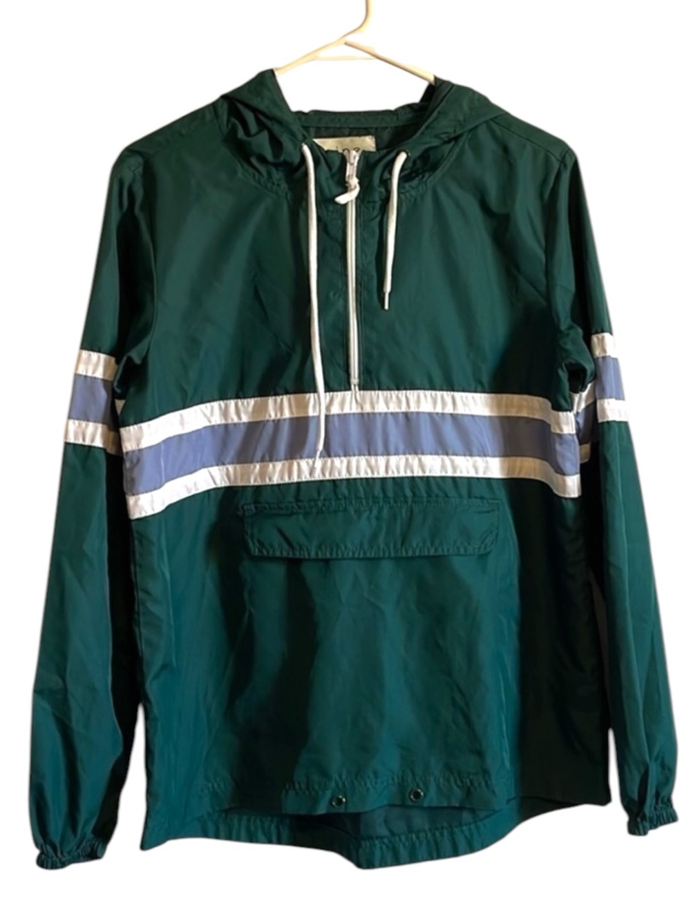 Zine Windbreaker SM Green Stripe Hunter Hood Outdoor ColorBlock Normcore